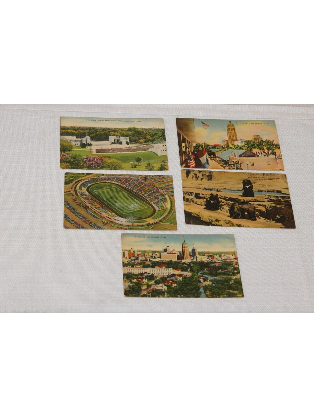 Vintage San Antonio Texas Linen Postcards Lot of 5 Brackenridge Park Stadium